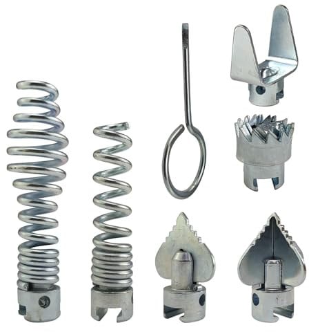 Lot de 7 têtes de coupe combinées pour déboucher les canalisations - 16 mm - En acier - Verrouillage automatique - Pour la maison, la cuisine - Argenté