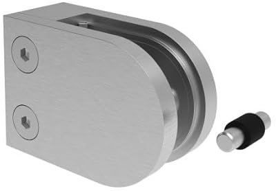 Sellon24® Edelstahl Glashalter Glasklemme halbrund Glasgeländer V2A Klemme für Glas Glashalterung 63x45 Pfosten flach Klemmhalter Sicherungsstifft Glas 6-12,76 mm Halterung Gelaender 40x40 (10,00 mm)