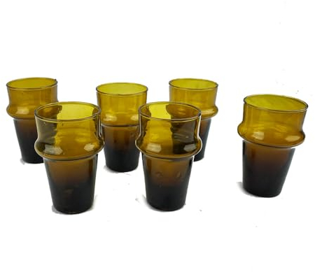 ARTIGIANATO VULCANO Lot de 6 verres marocains en verre beldi
