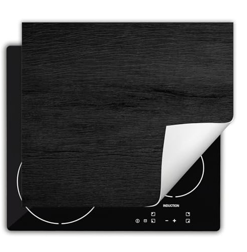 DarHaus Herdabdeckplatte Küche Ceranfeld, 60x52 cm, Schwarz | Einteilig, Anti Rutsch Matte, Aufrollbar, Holz