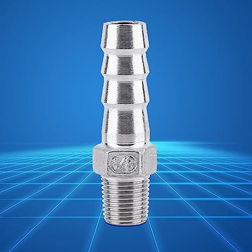 Yctze Conector de Cola de Manguera de Púa de Tubo de Rosca Macho de Acero Inoxidable SS304, BSP 1/8~3/4 de Pulgada para Gas, Adaptador Macho a Conector de Cola de Manguera
