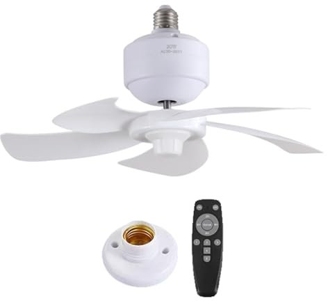 Morain Screw in Ceiling Fan Light E27, 20W AC90-265V Low Noise Chandelier Fan, Best Cooling Ceiling Fan 5 Blades, Ceiling Fans with Lights and Remote Control for Bedroom (with lamp Holder)
