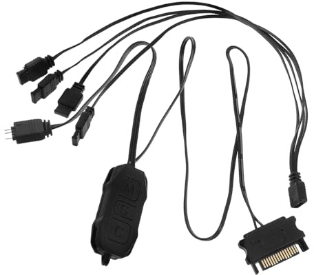PC Gehäuse RGB Controller 1 Satz Schwarz PVC Adressierbar | Rgb Bedienfeld mit Adapter, Praktische Erweiterung, Schnelle Montage, Kompakte Steuerung