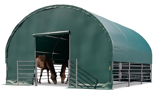 TOOLPORT Weidezelt für Pferde 6x6 m PVC Plane 2300 N für Erduntergrund | belastbare Rundbogenbauweise - einfacher Aufbau - reißfeste, wasserdichte PVC-Plane - 2 verschließbare Giebelseiten enthalten