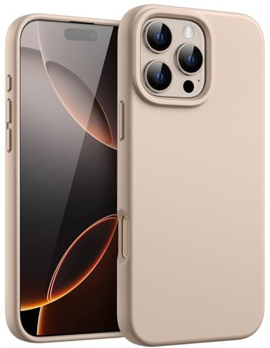 JETech Liquid Silicone Case for iPhone 16 Pro Max 6.9-Inch, Silky Soft Touch Full-Body Protective Phone Case, Anti-Scratch Shockproof Cover with Microfiber Lining (Desert Titanium)