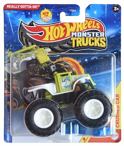 Hot Wheels Monster Trucks Really Gotta Go, Includes Crushed Car 1:64 Scale die cast