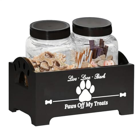 Dog Treat Container - Pet Food Storage | Wooden Pet Cookie Box | Multifunctional Airtight Dog Food Storage Container | Animal Dry Food Dispenser | Dog Stuff Organizer For Dog, Cat And Pet Owners