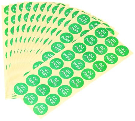 QUARKZMAN Haftetiketten 30mm QC PASS Markierung Runde Aufkleber Manipulationssichere Aufkleber für Industrieartikel Grün Packung mit 1000