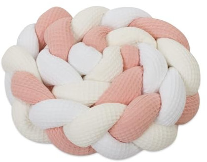 babybay Baby Kuschelschlange Waffelpiqué (Made in EU) - Kuschelschnecke in vielen Farben und Größen, Nackenrolle, Kopfschutz für Wickeltisch (weiß/Ivory/apricot rosé, 280cm)