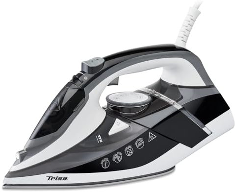 Trisa Prof. Steam i6242 Dampfbügeleisen – 2400W, Keramiksohle, 30g/Min Dauerdampf, 140g/Min Dampfstoß, 350ml Wassertank, Anti-Kalk, Auto-Abschaltung, Schwarz