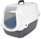 TIENDA EURASIA - Arenero Cubierto Abatible | Gris y Márfil | Plástico PP | Arenero Gatos Cubierto | con Rejilla de Ventilación | Arenero Gato | Asa para Transporte (Marfil y Gris 57x39x41 cm)
