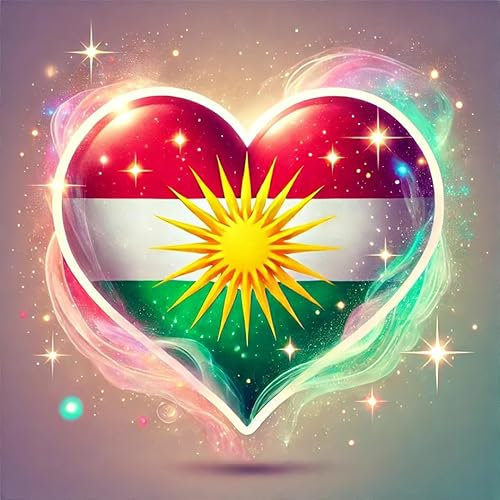 SAFIRMES 2 x Aufkleber für Auto, Motorrad, Koffer, PC, Deko, Herz, fantasievolles Design der Flagge Kurdistan