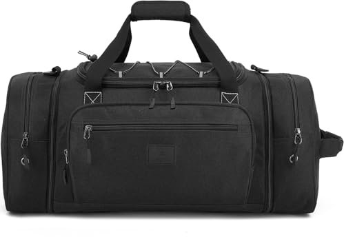 Laripwit Erweiterbare Reisetasche für Herren 45L-50L Sporttasche Groß Weekender Damen Trainingstasche Handgepäck für Duffel Reisen Gym Übernachtung Taschen, Schwarz