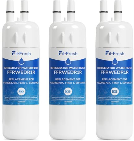 Fil-Fresh EDR1RXD1 Refrigerator Water Filter Replacement for EveryDrop® | Filter 1 Whirlpool® W10295370A, WHR1RXD1, KAD1RXD1, P4RFWB, P8RFWB2L, Kenmore® 46-9081, 46-9930, Fridge Water Filter, 3 Packs