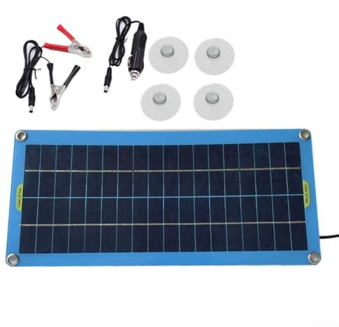 RANRAO 20W 12V Pannello Solare, Policristallino Auto/Marine Caricabatteria Sistema di Campeggio per 12-18V
