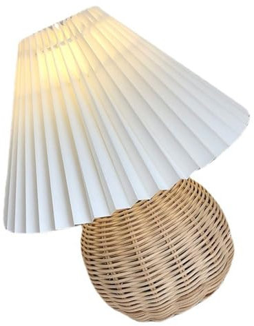 Srliya Falten -Rattan -Tischlampe, Vintage Mini -Lampe für Schlafzimmer, Weiche Beleuchtung, Gute Nachttischlampe für Bett, Wohnzimmer, Lernen Sie ohne Direkten Strahl