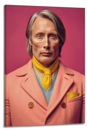 SSXAQWEE Poster, Motiv: Schauspieler Mads Mikkelsen, dekoratives Gemälde, Leinwand, Wandposter und Kunstdruck, moderne Familienschlafzimmer-Dekoration, Poster, 20 x 30 cm