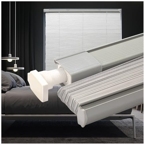 No-Drill PVC Venetian Blinds for Windows – Blackout Window Shades with Thickened Headrail and Dense Slats – Easy Inside Mount Privacy Blinds, Light and Glare Protection(Gold)