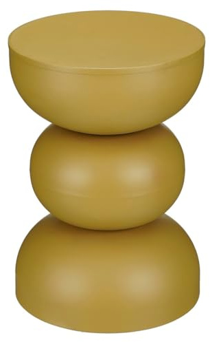 MICA Decorations Luna Beistelltisch – Beistelltisch Rund H46 x Ø32 cm – Wohnzimmer Tisch oder Nachttisch – Eisentisch – Ockergelb