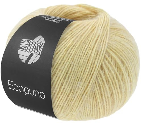 LANA GROSSA Ecopuno | Edle Netzgarnstruktur aus Baumwolle gefüllt mit Merino/Alpaka | Handstrickgarn aus 17% Schurwolle & 11% Alpaka Wolle | 50g Wolle zum Stricken & Häkeln | 215m Garn FB 228
