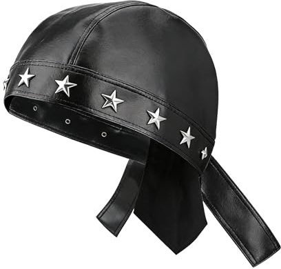 MILAKOO Hommes Femmes Punk Cuir Biker Casquette Noir Crâne avec Rivets Hiphop Moto Riding Doublure de Casque Couvre-Chef élégant
