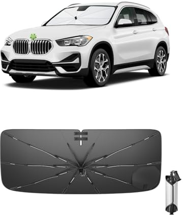 Ruiya 2026 Upgrade Parasol Coche Delantero Compatible con BMW X1 F48 2016-2022, Paraguas Plegable Aislamiento Térmico, Protección UV, Accesorios para Parabrisas