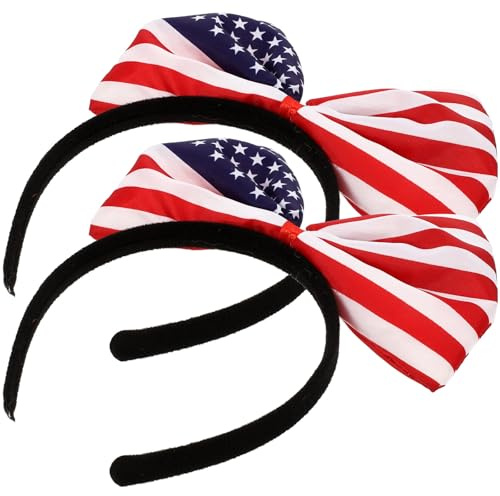 SKISUNO 2 Stück Pack Patriotische Stirnbänder mit Amerikanischer Flagge Leicht und Bequem aus Stoff und Kunststoff für Sportveranstaltungen und Wahltag Feiern