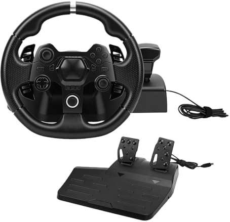 BONKZEBU Force-Feedback-Gaming-Lenkrad, Rennlenkrad Apex für 5,11-Zoll-Rennen mit 270-Grad-Drehung, Einstellbarer Empfindlichkeit und Programmierbaren Pedalen, für -PC und Android
