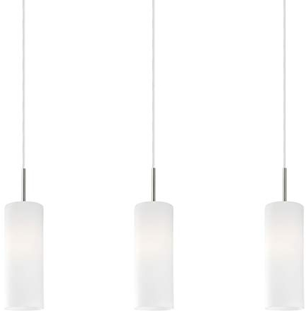 EGLO Pendellampe Troy 3, 3 flammige Pendelleuchte, Material: Stahl, Farbe: Nickel matt, Glas: satiniert weiß, Fassung: E27, L: 72 cm