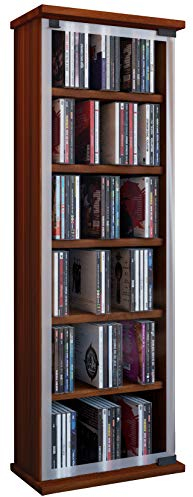 VCM Regal DVD CD Rack Medienregal Medienschrank Aufbewahrung Holzregal Stand Möbel Schrank Möbel Kern-Nussbaum Classic