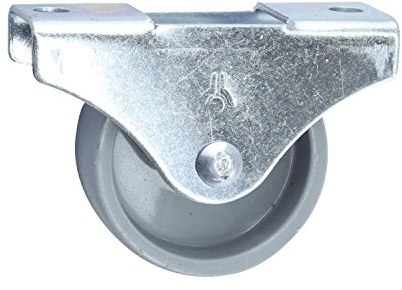 Dörner + Helmer Möbel-Bockrolle, 45mm x 17mm, 50kg Tragkraft, 67mm x 24mm Platte, Kunststoffrad, Richtungsfixiert