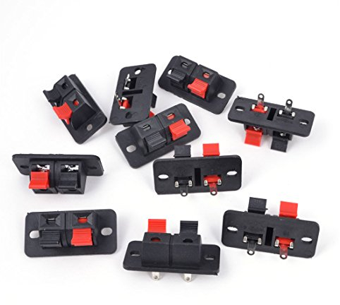 sourcing map 10Pcs 2 Way Stereo Speaker Plate Terminal Strip Push Connector Block