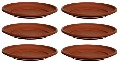 6 x 32cm Plant Pot Saucers Large Venetian Terracotta Colour Plastic Water Dish