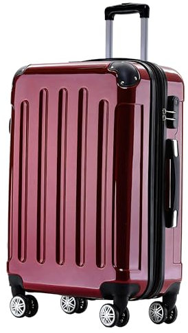 BEIBYE Hartschalen Koffer Trolley Rollkoffer Reisekoffer 4 Zwillingsrollen Polycabonat (Rot, 76cm -110L)