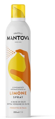Olio al Limone Spray in Olio Extra Vergine di Oliva 200ml - Olio spray italiano - Sprayleggero- 100% Naturale - Con lo spray risparmi fino al 90% sulle quantità rispetto alle bottiglie