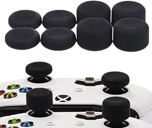YoRHa Professionelle Aufsätze Daumengriffe Thumb Grips Thumbstick Joystick Cap Cover (schwarz) Extra Hoch 8 Stück Pack für Xbox One, Xbox One X, Xbox One S, Switch PRO Controller