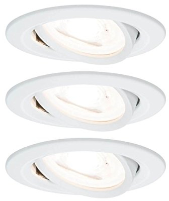 Paulmann Einbauleuchte LED Nova rund 6,5W GU10 Weiß IP23 sprühwassergeschützt 3er-Set schwenkbar 3-Stufen-Dimmbar
