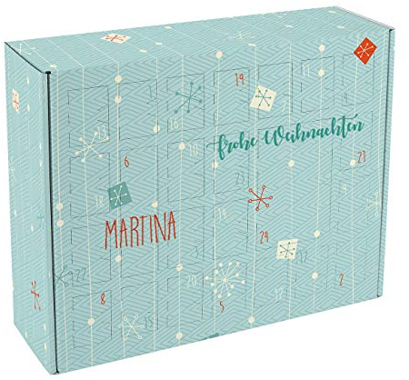 Herz & Heim® Adventskalender zum Befüllen mit Aufdruck Ihres Wunschtextes in verschiedenen Motiven Modern Schnee