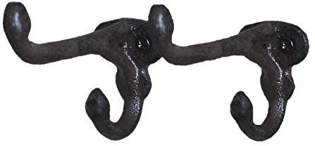 TentHome 2 x Garderobenhaken Vintage Kleiderhaken Wand Antik Gusseisen Wandhaken Mantelhaken Huthaken für Küche Bad (B)