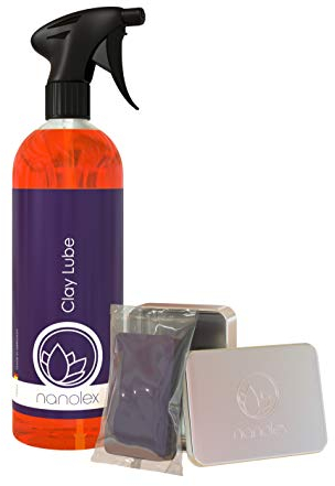 Nanolex Clay Bar, Clay Lube Set, Reinigungs-Knete, Gleitmittel, effektive Lackreinigung (100g, 750ml)