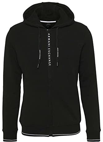 ARMANI EXCHANGE French Terry Hoodie, Felpa con Cappuccio, Uomo, Nero, XXL