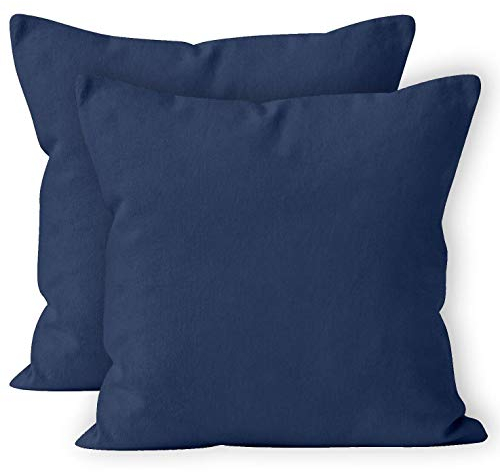 Encasa Baumwoll-Kissenbezüge, 2er-Set I 18x18 in (45x45 cm) - Scotch Blue I kein Einsatz I einfach Kissenbezüge I Maschinenwaschbar | Nur Innen benutzen