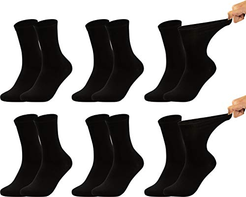 Vitasox Diabetikersocken Damen, 6 Paar Schwarz 43/46, venenfreundliche Diabetiker Socken ohne Gummibund, gegen Einschneiden & Drücken, 31124