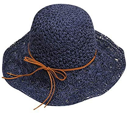 Frauen Strohhut Damen Sonnenhut Atmungsaktiver Sommerhut Sonnencreme Anglerhut Outdoor Hut Faltbar Fischerhut Sommer Anti-UV elegant Strandhut für Wandern Camping Tourismus Khaki/Beige (Marine)