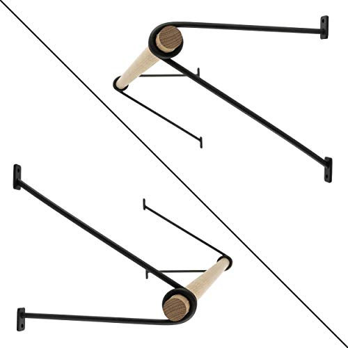 Natural Goods Berlin Wandgarderobe GARD Prenzlberg | Kleiderstangenhalterung für die Wand | 8mm Materialstärke | Garderobenstange | DIY (Schwarz, T26 x B130cm Kleiderstange)