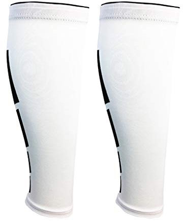 Xindiqiu Manchon Compression Mollet Femme Homme Chaussettes de Contention Manchon de Compression Mollets Support de Mollets Blanc Taille M