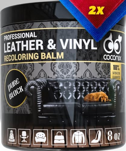 Coconix Leder-Balsam Reines Schwarz - Erneuern, Reparieren und Wiederherstellen von Alten, verblassten, rissigen, schälenden und abgenutzten Leder- und Vinyl-Sofas, Boots-, Autositzen, Möbel