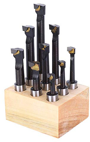 Set di Barre Alesatrici 9 Pezzi, Utensile per Tornio CNC In Acciaio ad Alta Velocità 12 Mm Tipo F1 con Base, Utensili per Tornitura di Barre Alesatrici, Lunga Durata