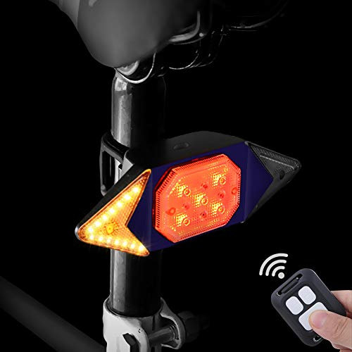 Indicatore di direzione per bici con telecomando wireless, WASAGA Fanale posteriore per bicicletta con segnale di svolta, 5 luci stroboscopiche (Blu)