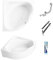 ECOLAM® symmetrische Badewanne Eckbadewanne Standard Polimat Acryl weiß 150x150 cm + Schürze Ablaufgarnitur Ab- und Überlauf Automatik Füße Silikon Komplett-Set